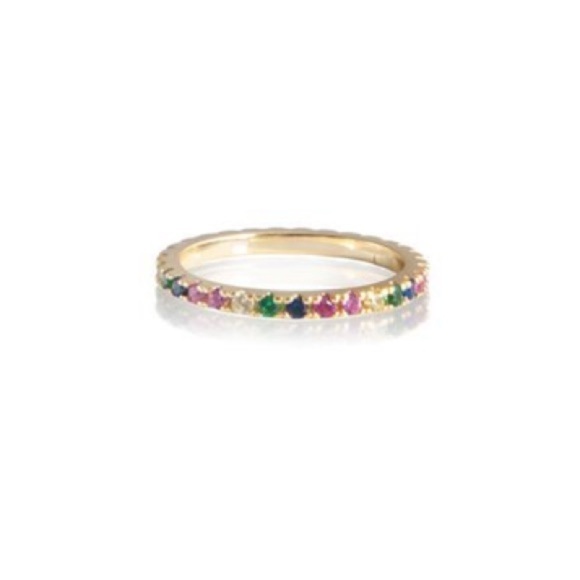 new with pouch! dainty gold stacking ring eternity band rainbow - Picture 1 of 5
